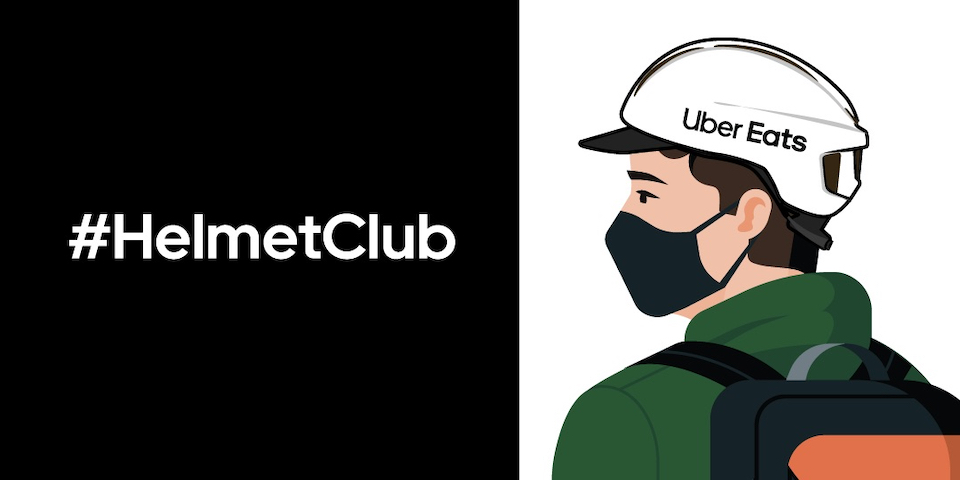 Uber Eats が自転車乗用時のヘルメット着用を推進する「ヘルメット